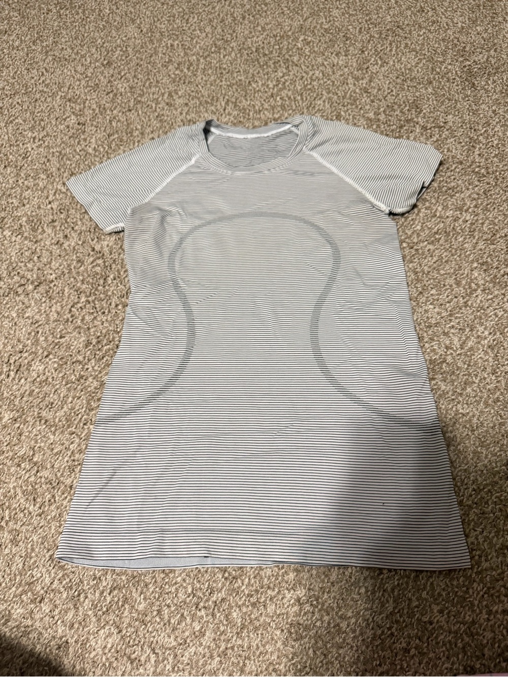 lululemon athletica Light Gray and White Striped Short-Sleeve Athletic Tee